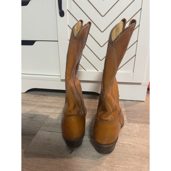 Acme Vintage Cowboy Boots 9.5 C Brown Leather Diamond Stitch main image 5
